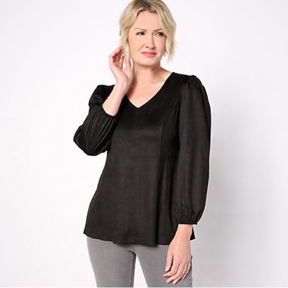 Susan Graver Faux Suede Top S - Picture 1 of 6